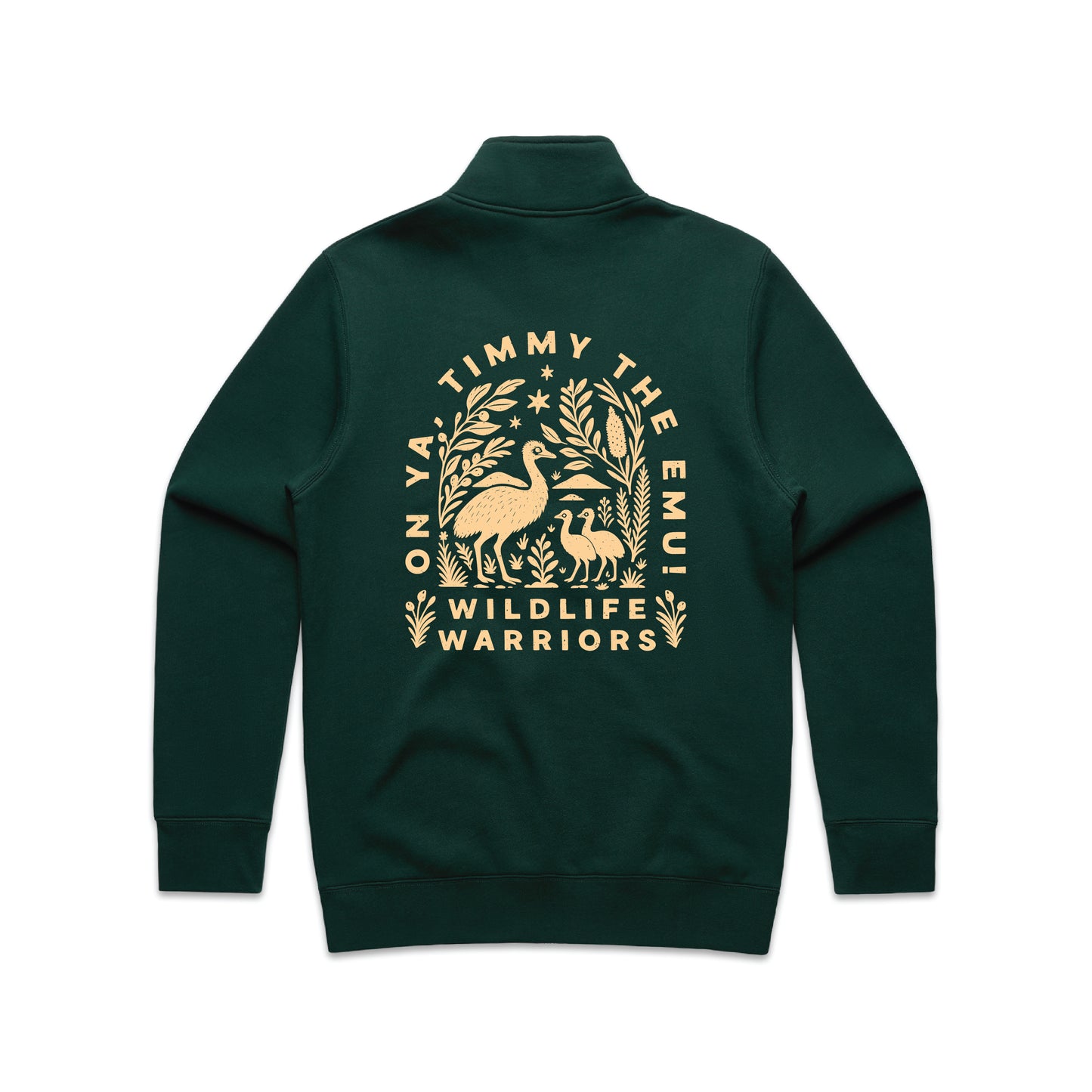 Onya Mens Timmy the Emu Half Zip Crew